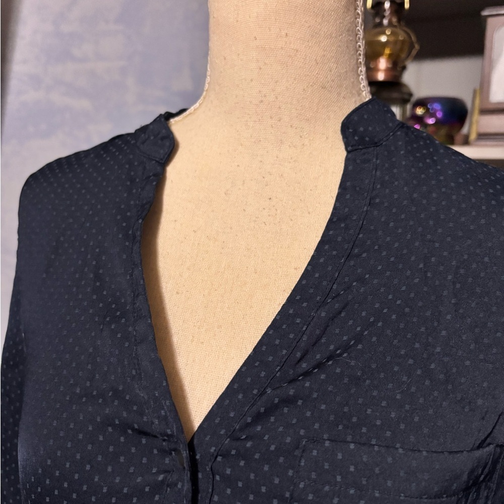 Zara Navy blouse with blue dots xs #business casual - Picture 4 of 11